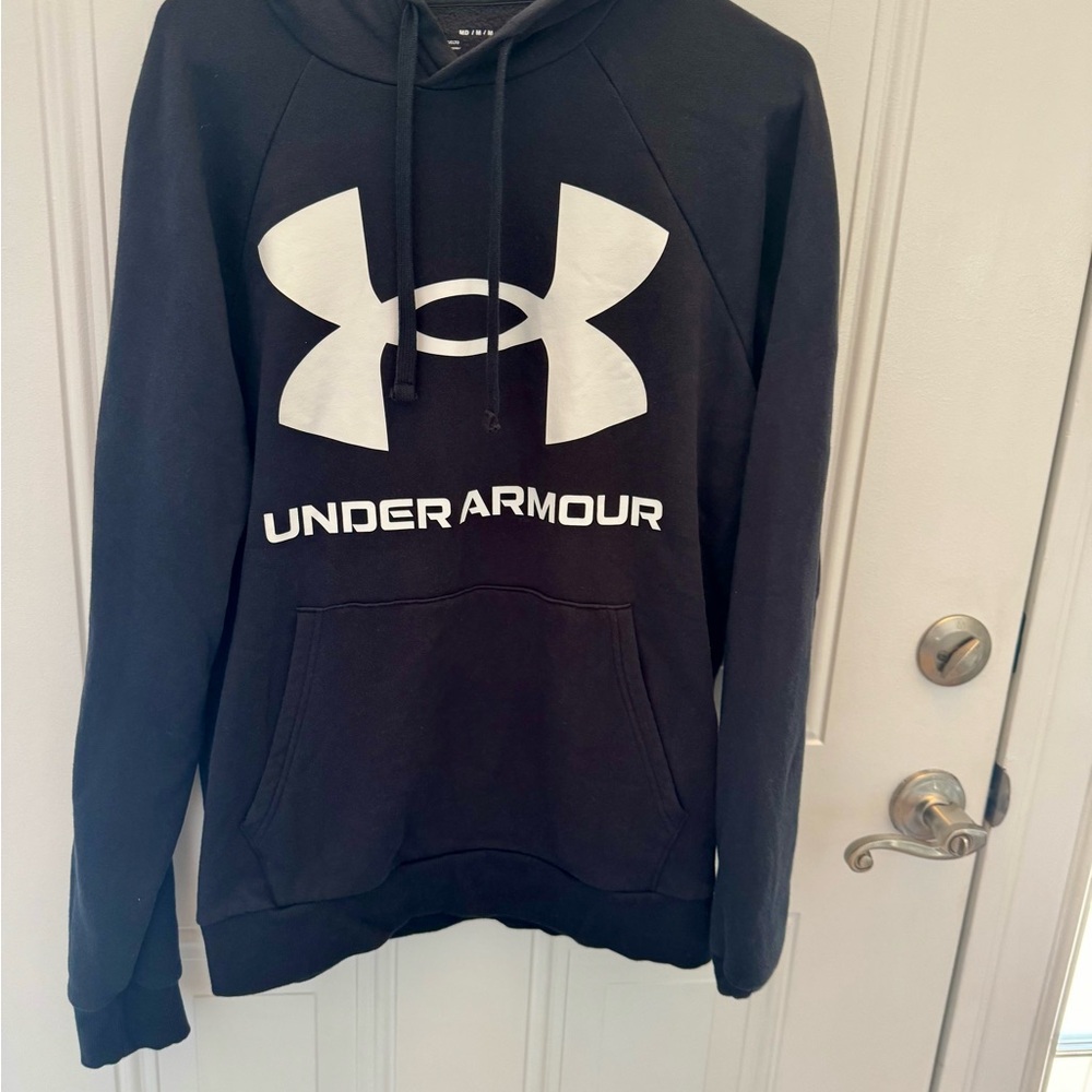 Under Armour Midnight Black Men's Rival Fleece Big Logo Hoodie Size M